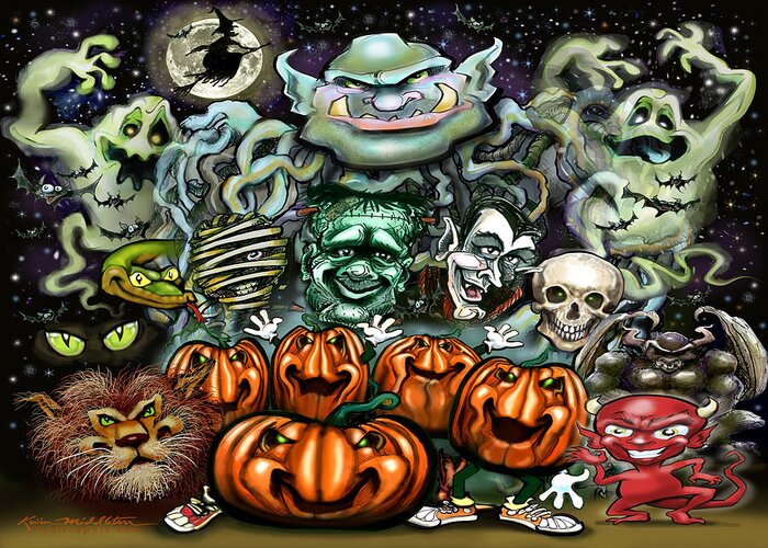 Halloween Greeting Card featuring the digital art Halloween Fun Art by Kevin Middleton