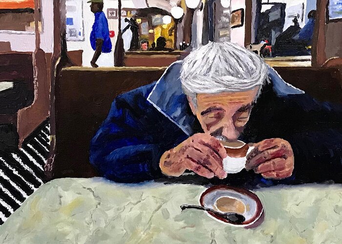 Homeless Greeting Card featuring the painting Homeless Coffee by Shawn Smith