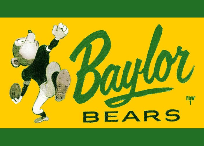 Baylor Greeting Card featuring the mixed media 1955 Baylor Bears Football Art by Row One Brand