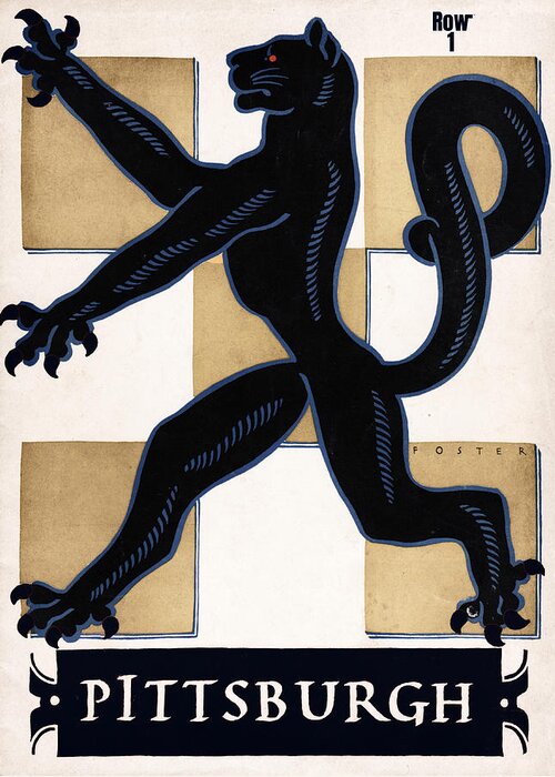 1949 Greeting Card featuring the mixed media 1949 Vintage Pittsburgh Panther Art by Row One Brand