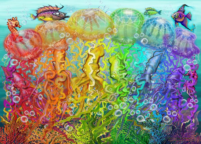 Squishy Greeting Card featuring the digital art Squishy Rainbow by Kevin Middleton