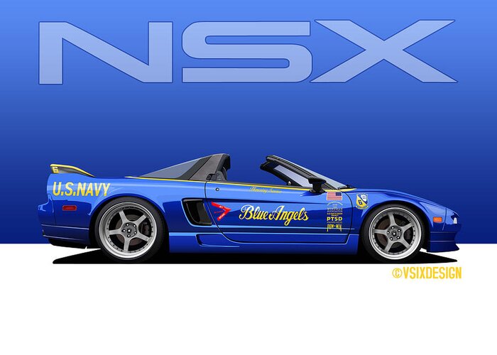 Blue Angels Greeting Card featuring the digital art Blue Angels NSX by Michael McCord
