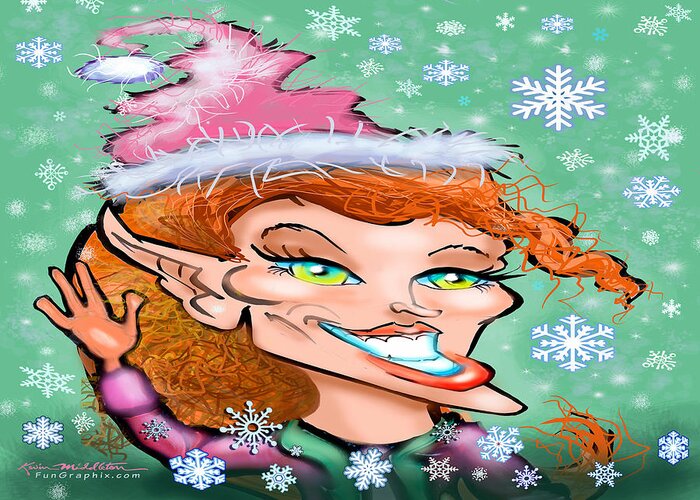 Christmas Greeting Card featuring the digital art Christmas Elf by Kevin Middleton
