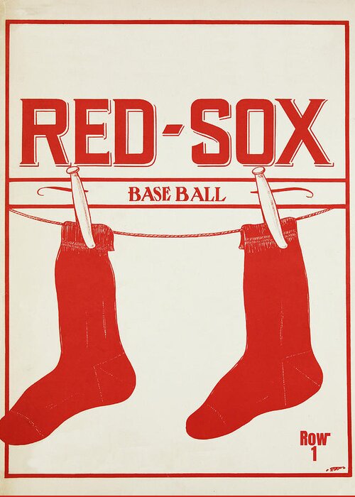 Boston Greeting Card featuring the mixed media 1915 Red Sox Baseball Art by Row One Brand