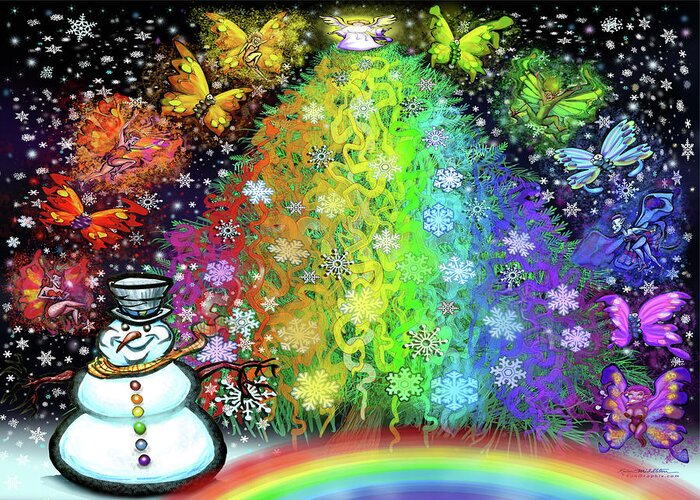 Christmas Greeting Card featuring the digital art Christmas Rainbow Tree by Kevin Middleton