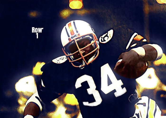 College Football Greeting Card featuring the mixed media 1984 Bo Jackson Football Art by Row One Brand