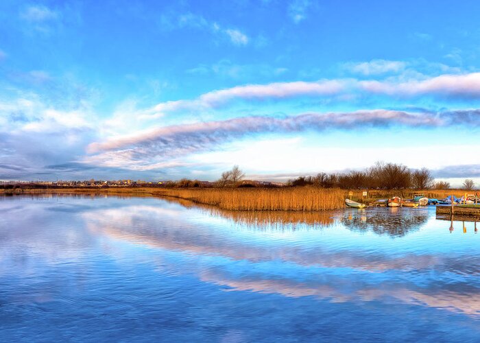 Galway Greeting Card featuring the photograph Reflecting Skies on the River Corrib in Galway by Mark E Tisdale