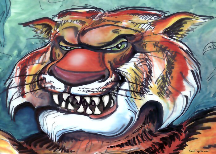 Tiger Greeting Card featuring the painting Tiger #4 by Kevin Middleton
