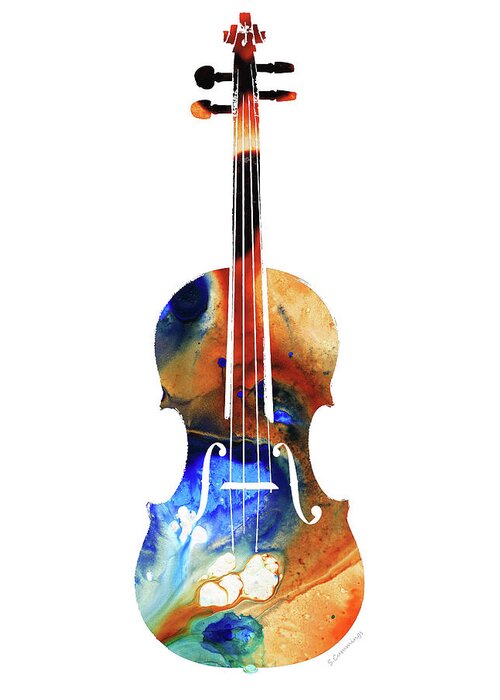Violin Greeting Card featuring the painting Violin Art by Sharon Cummings by Sharon Cummings