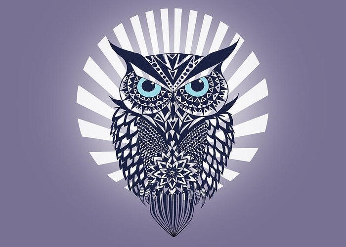 Owl Greeting Card featuring the digital art Owl by Mark Ashkenazi