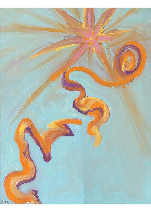 Light Blue Greeting Card featuring the painting Ascending color and light by Arae The Empath