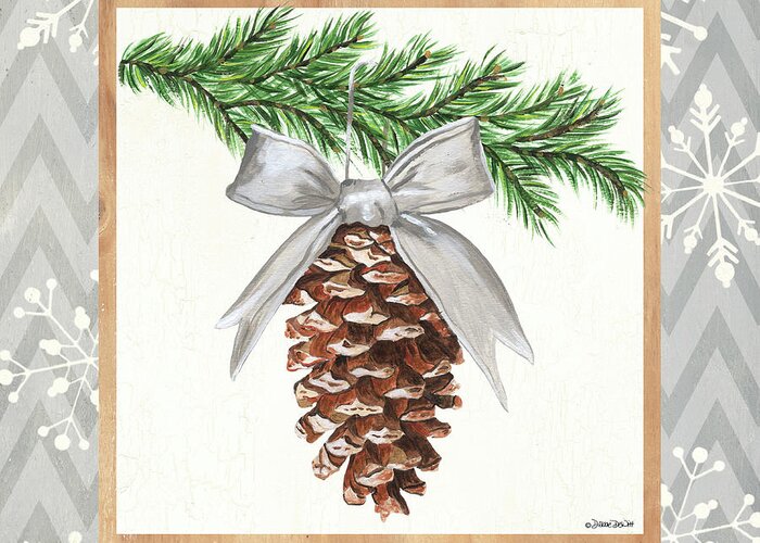 Pinecone Greeting Card featuring the painting Aspen Cove Snowflakes 1 by Debbie DeWitt