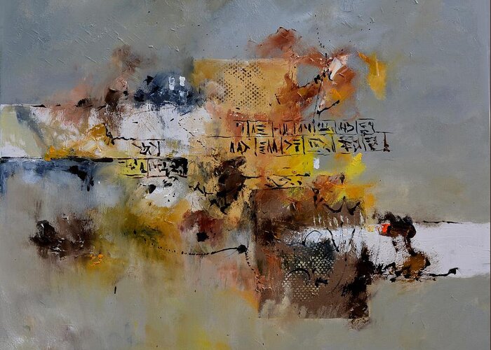 Abstract Greeting Card featuring the painting Assyrian lyrics by Pol Ledent
