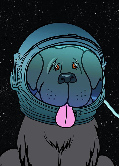 Newf Greeting Card featuring the digital art Astro Newf by Christine Mullis