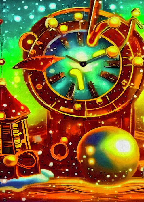  Greeting Card featuring the digital art Astrological Time Pieces 3 by Michelle Hoffmann
