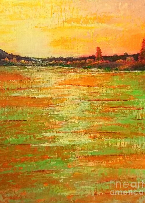 Water Greeting Card featuring the painting At the end of the day by Tina Mitchell