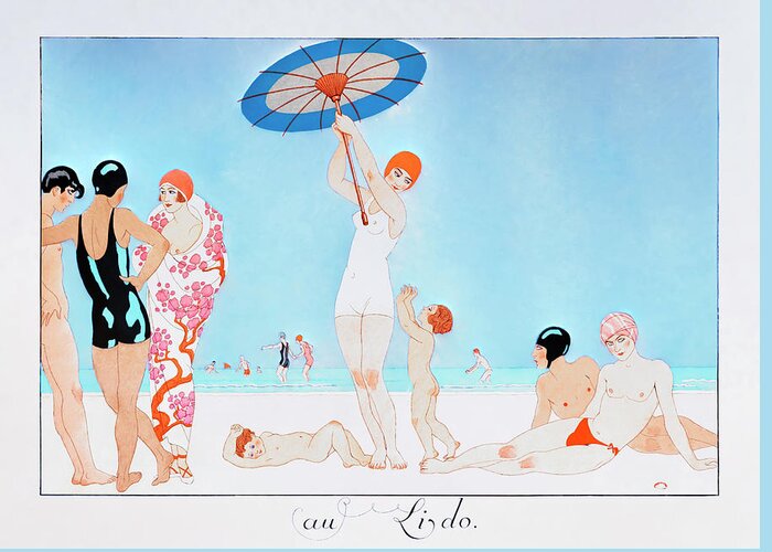 George Barbier Greeting Card featuring the drawing Au Lido by George Barbier