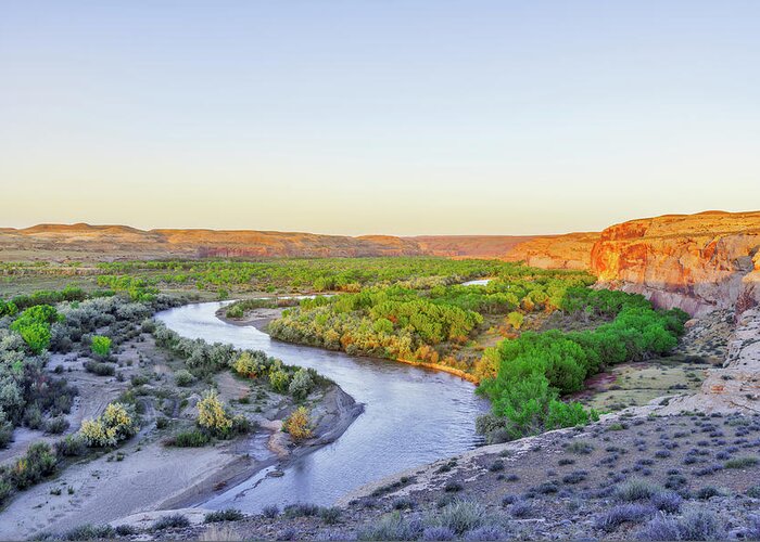  Greeting Card featuring the photograph August 2019 San Juan River Bend Sunrise by Alain Zarinelli