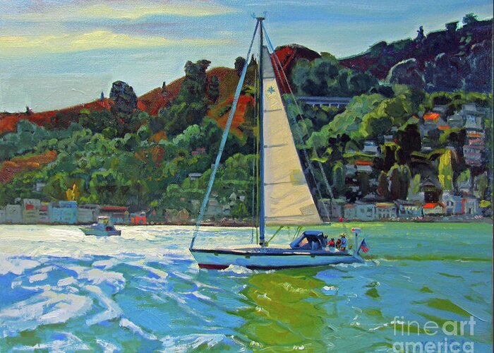 Sail Boat Greeting Card featuring the painting August Day by John McCormick
