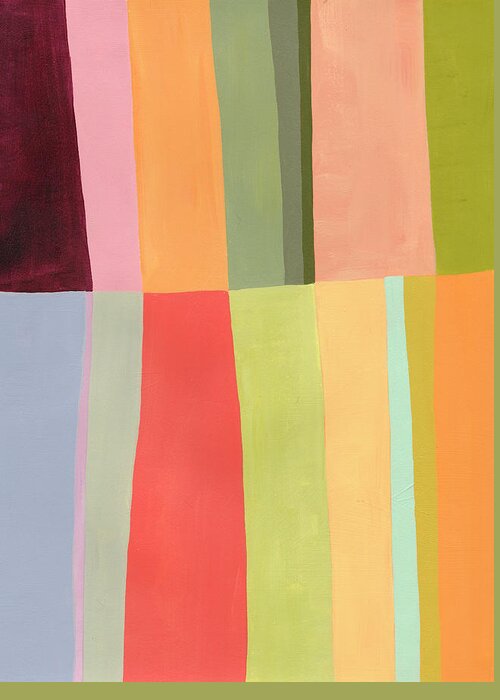 Abstract Art Greeting Card featuring the painting August Stripes #6 by Jane Davies