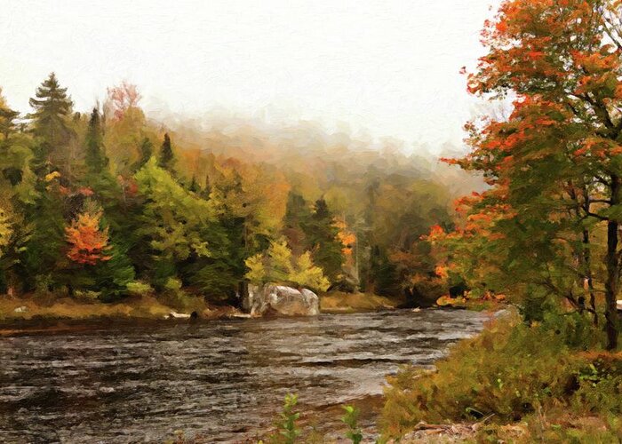 River Greeting Card featuring the photograph Ausable River In Lake Placid Painting by Carolyn Ann Ryan
