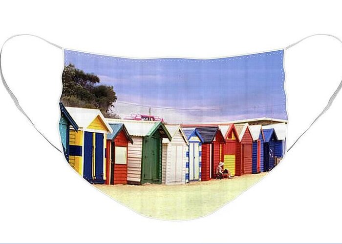  Greeting Card featuring the photograph Australian Bathing Boxes Face Mask by Jerry Griffin