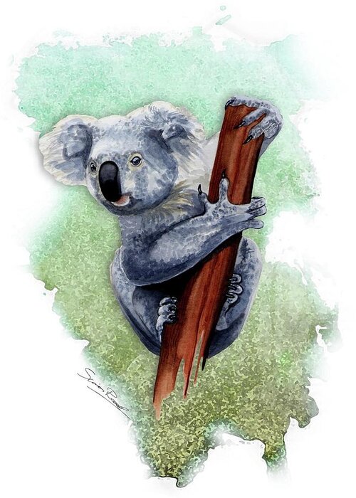 Art Greeting Card featuring the painting Australian Koala by Simon Read