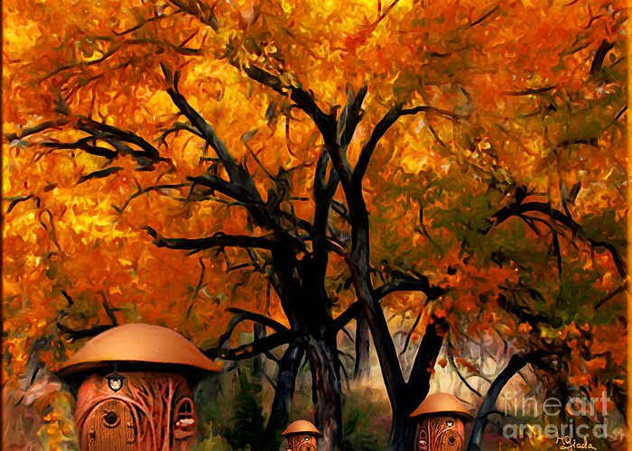 Fantasy Greeting Card featuring the digital art Autumn Fairies Resort by Giada Rossi