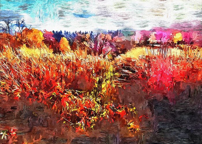 Autumn Greeting Card featuring the mixed media Autumn Field by Christopher Reed
