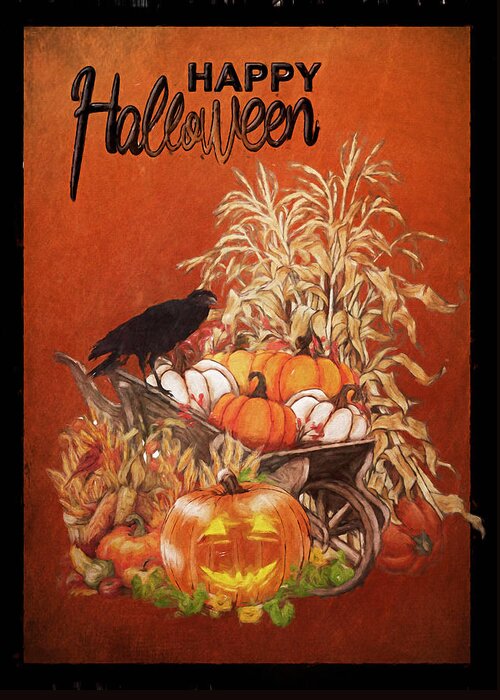 Halloween Greeting Card featuring the digital art Autumn Harvest by Rick Fisk