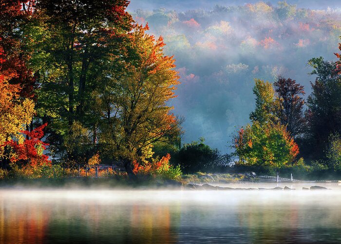 Autumn Greeting Card featuring the photograph Autumn in Maine 34A4498 by Greg Hartford