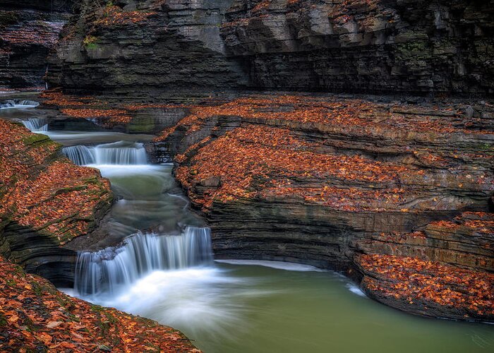 Watkins Greeting Card featuring the photograph Autumn in the Glen of Pools by Rick Berk