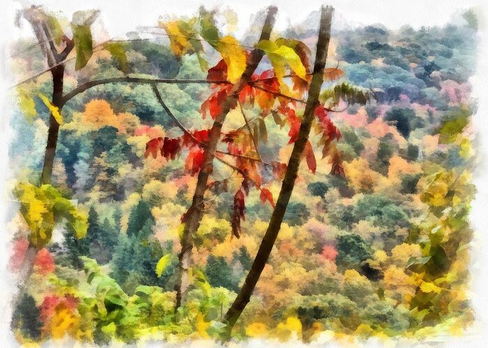 Autumn Greeting Card featuring the mixed media Autumn in the Valley by Christopher Reed
