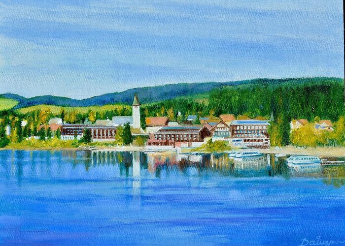 Lake Greeting Card featuring the painting Autumn in Titisee Bavaria by Dai Wynn