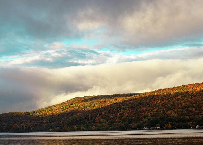 Hudson Valley Greeting Card featuring the photograph Autumn Mountain Sunrise in Peekskill by Auden Johnson