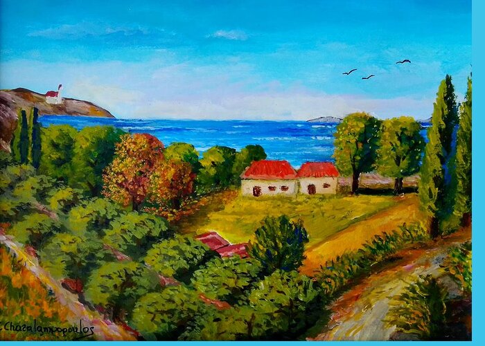 Impressionism Greeting Card featuring the painting Autumn nature in Greece by Konstantinos Charalampopoulos
