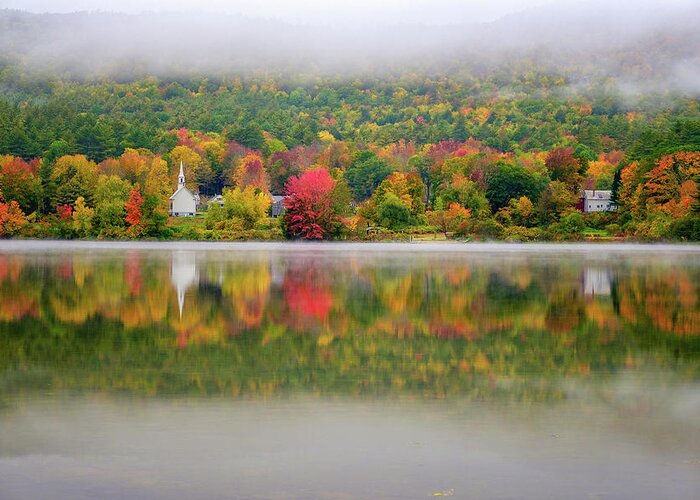 New Hampshire Greeting Card featuring the photograph Autumn Reflections, Eaton, NH. by Jeff Sinon