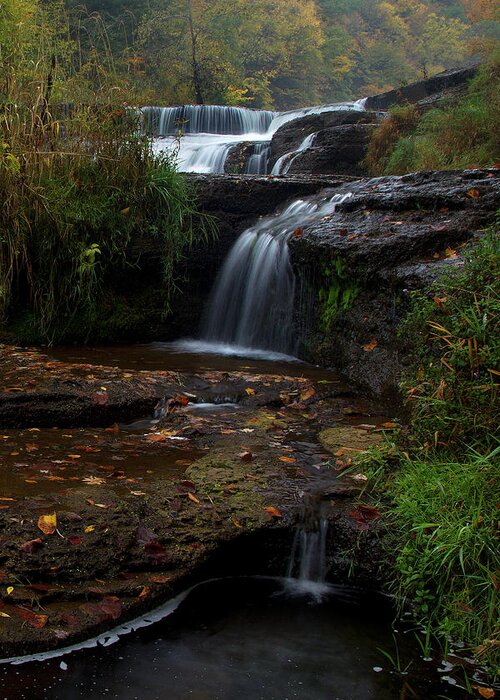 Waterfalls Greeting Card featuring the photograph Autumn Tranquility by Timothy McIntyre