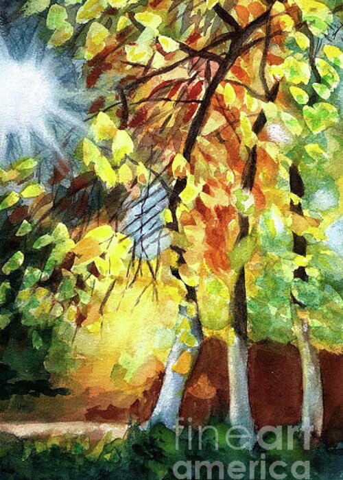 Autumn Greeting Card featuring the painting Autumn Trees by Vicki B Littell