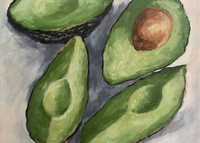 Avocado Greeting Card featuring the painting Avocado Bunch by Torrie Smiley
