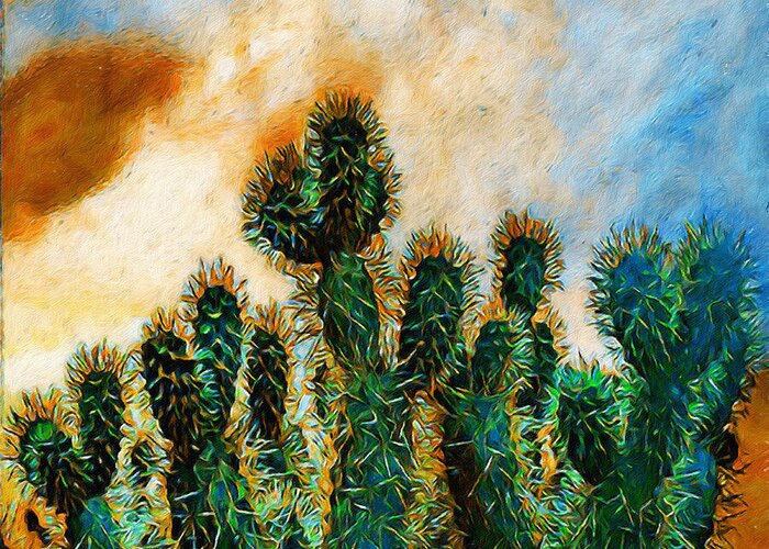 Cactus Arizona Cactus Greeting Card featuring the painting Cactus 1 by Linda Weinstock
