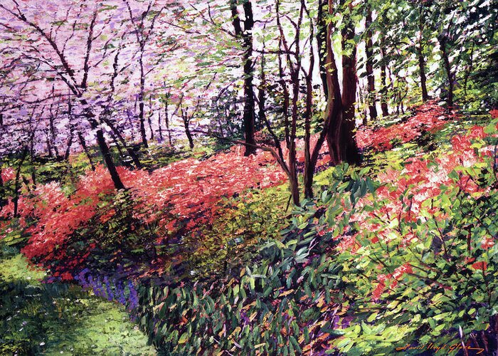 Gardens Greeting Card featuring the painting Azaleas In Full Bloom by David Lloyd Glover