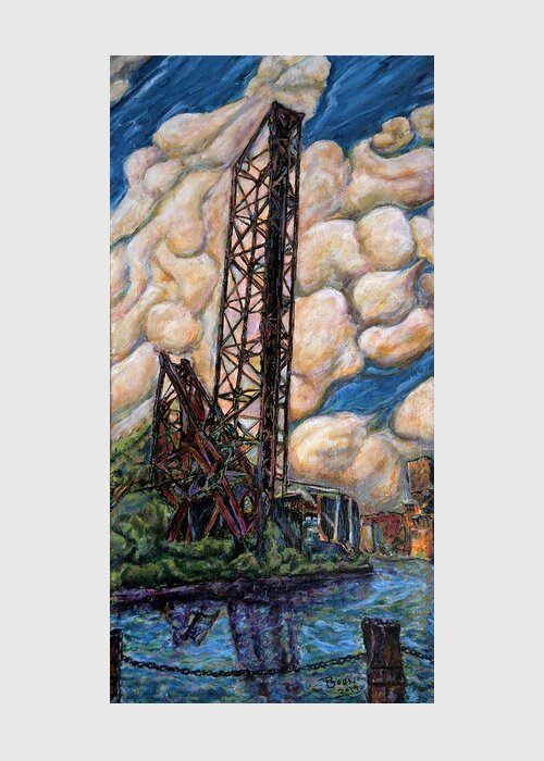 B&o Railroad Bridge #463 Over Cuyahogo River Greeting Card featuring the painting B and O RR Bridge over Cuyahoga by John Bohn