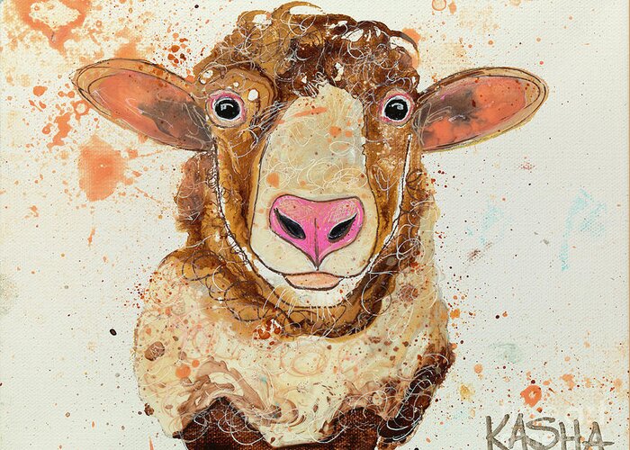 Sheep Greeting Card featuring the painting Baa Baa by Kasha Ritter