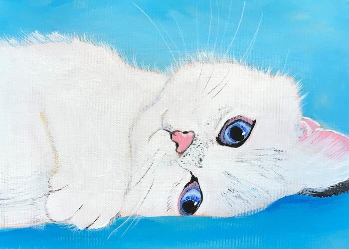 Pets Greeting Card featuring the painting Baby Blue Eyes by Kathie Camara