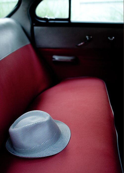 Hat Greeting Card featuring the photograph Backseat Hat by Nickleen Mosher