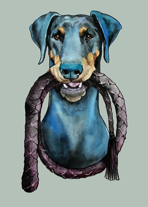 Doberman Greeting Card featuring the painting Bad Boy by Jindra Noewi
