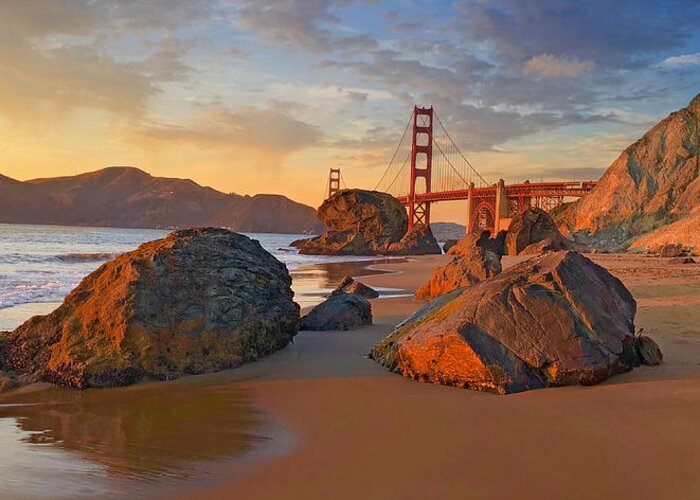 Beach Greeting Card featuring the photograph Baker Beach Sunset by Ed Stokes