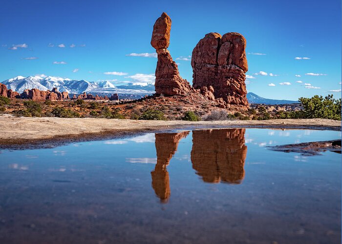 Arches Greeting Card featuring the photograph Balanced Rock by Edgars Erglis