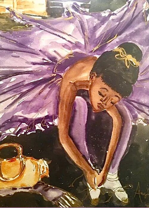 Greeting Card featuring the painting Ballerina Girl by Angie ONeal